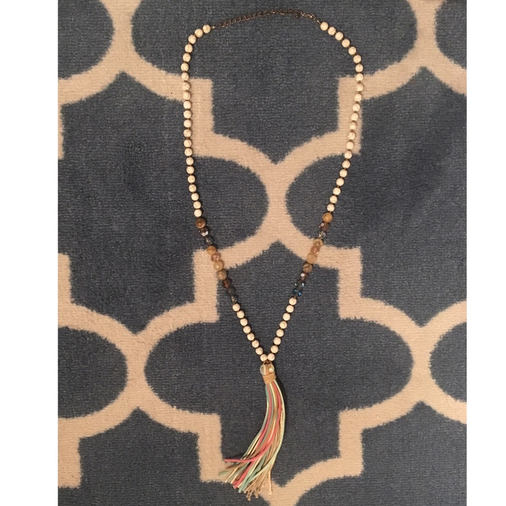 Boheme Tassel Stones & Crystal Beads Necklace